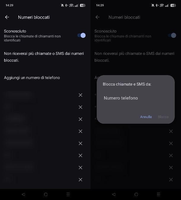 Come vedere lista numeri bloccati su Android