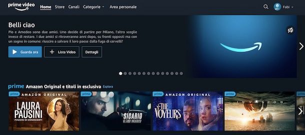 Prime Video da browser Web