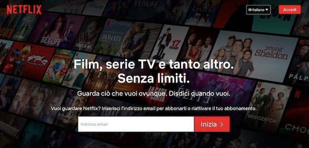 Registrazione su Netflix