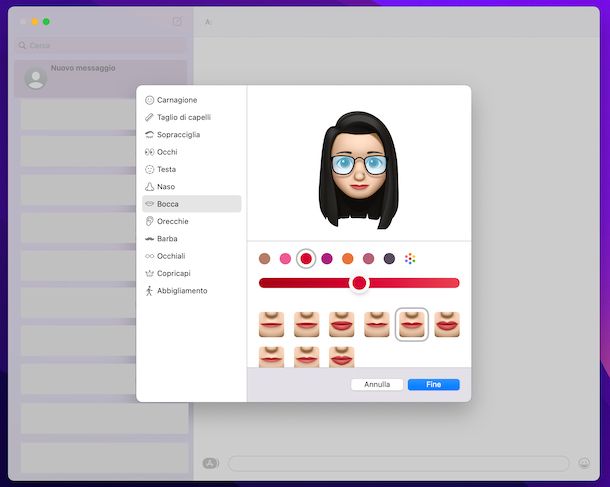 Modifica Memoji Mac