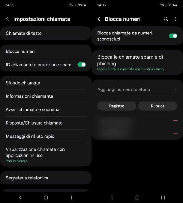 Come vedere lista numeri bloccati su Samsung