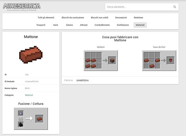 Mattone Minecraft Minesearch