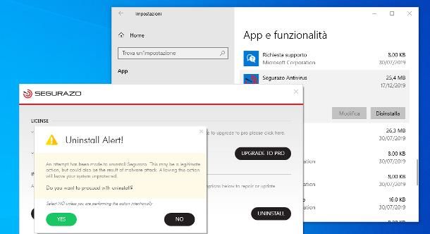 Come disinstallare Segurazo da Windows