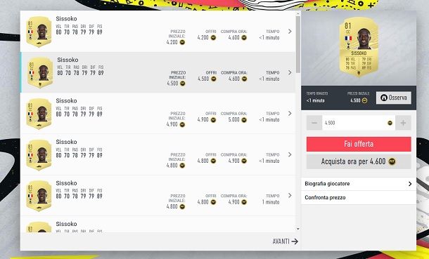 Sissoko Miglior Prezzo FUT Web App