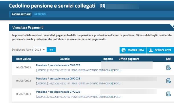 Come scaricare busta paga pensione INPS