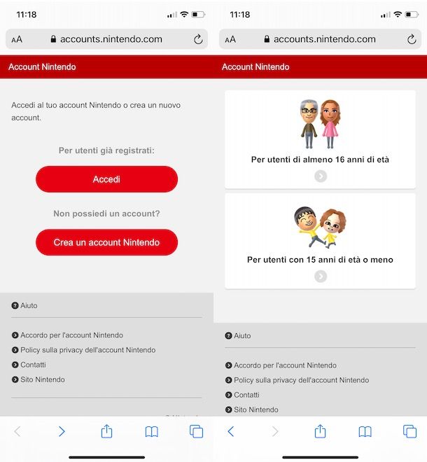 Creare account Nintendo da smartphone