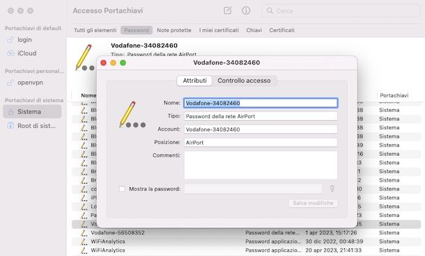 Accesso Portachiavi macOS