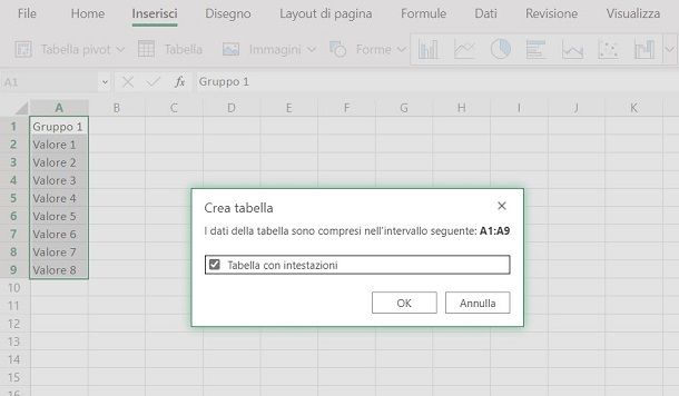 Come fare un elenco con Excel