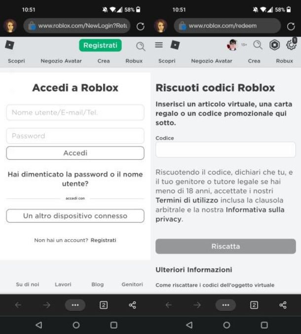 Farsi regalare una carta regalo Roblox