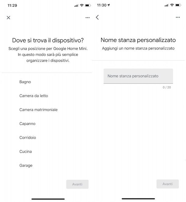 Aggiungere una stanza su Google Home