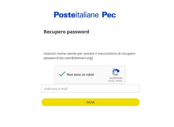 Recupero password PEC Poste Italiane