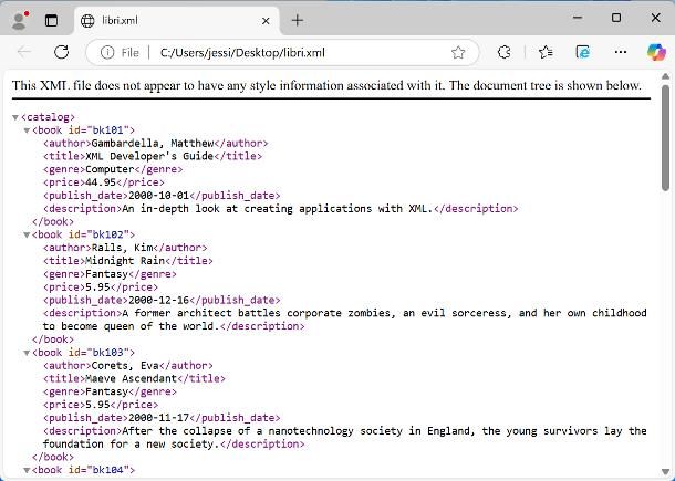 Come aprire file .xml