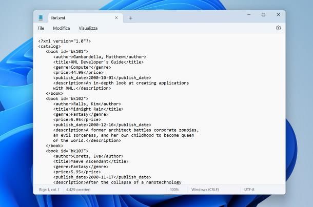 Come aprire file .xml