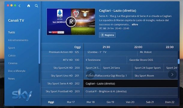 Come registrare partita su Sky Go