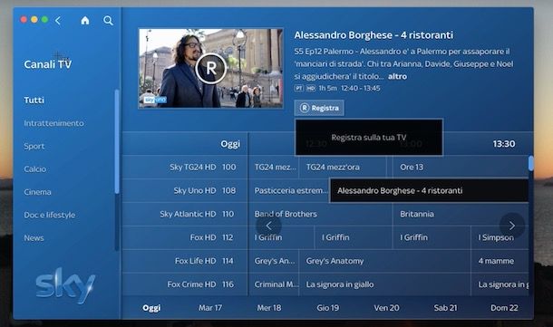 Come registrare programmi su Sky Go