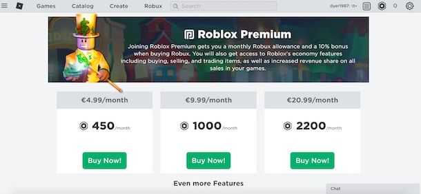 Attivare Roblox Premium da computer