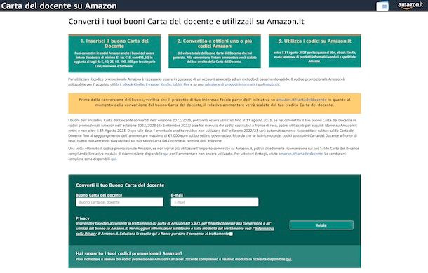 Carta docente Amazon