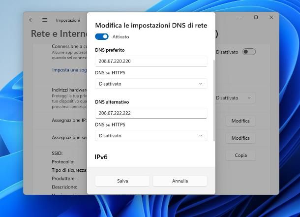 Come cambiare DNS: Windows 11