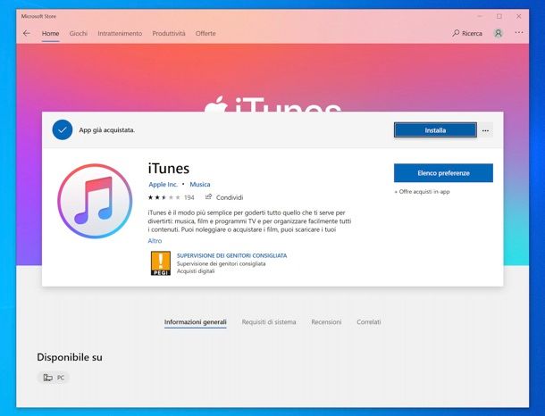 Installazione iTunes