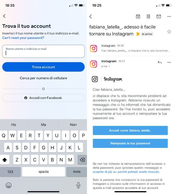 Recuperare account Instagram senza password e email