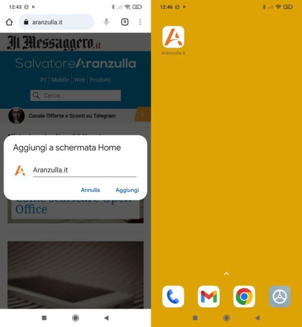 Come aggiungere icona su Home screen Android