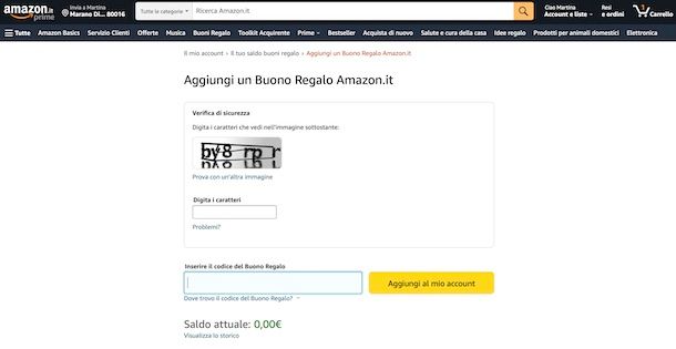  Come inserire buoni regalo 