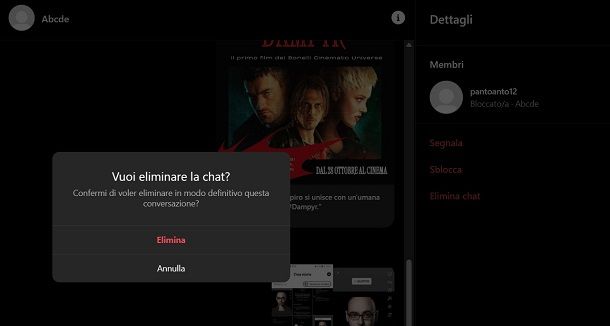 Come cancellare messaggi su Instagram ricevuti da PC 