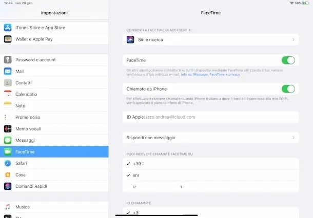 Configurare iPad per telefonare