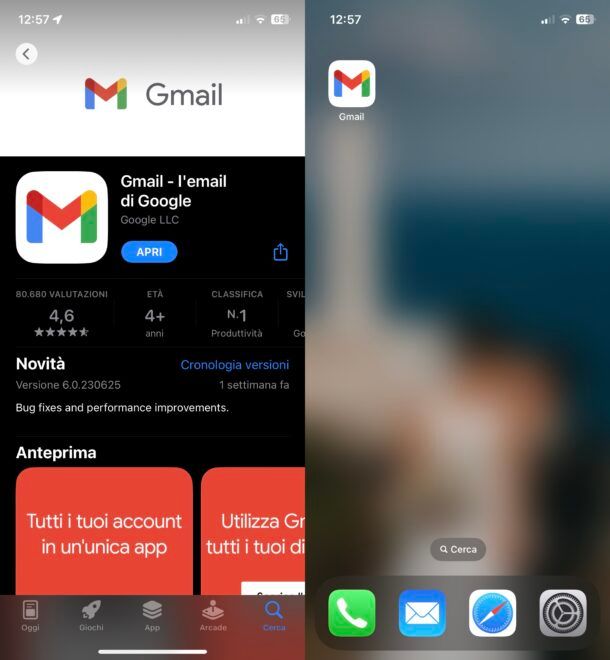 Come mettere icona di Gmail su Home screen