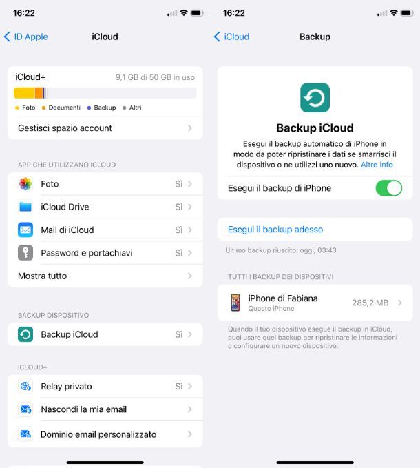 Backup iPhone iCloud