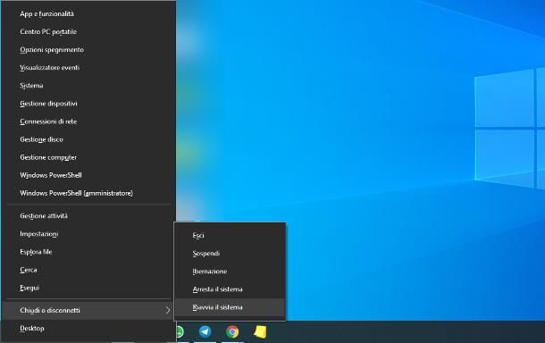 Come riavviare il PC dalla tastiera su Windows 10