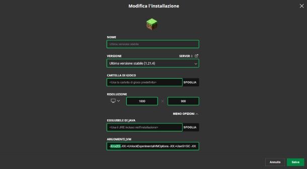 Come dedicare più RAM a Minecraft Java Edition