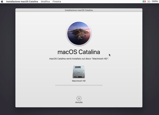 Installazione macOS Catalina