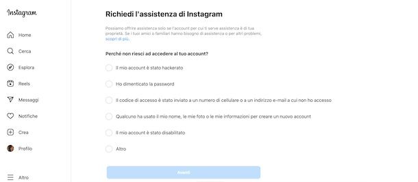 Recuperare account Instagram hackerato