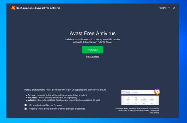 Installazione di Avast