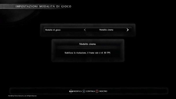 Modalità cinema Nioh PS4