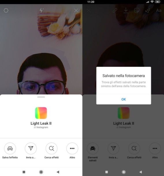 Salvare effetti Instagram su Android