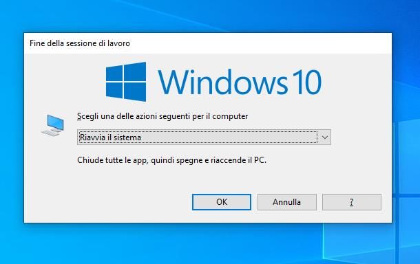 Come riavviare il PC dalla tastiera su Windows