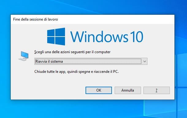 Come riavviare il PC dalla tastiera su Windows