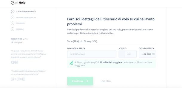 Richiedere rimborso volo con AirHelp