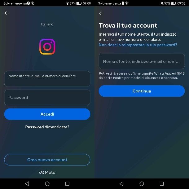 Come eliminare un vecchio account Instagram senza password