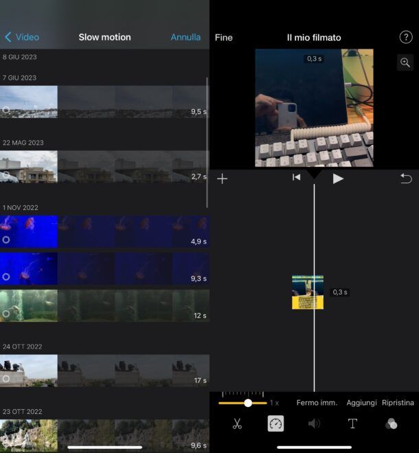 Velocizzare video con iMovie