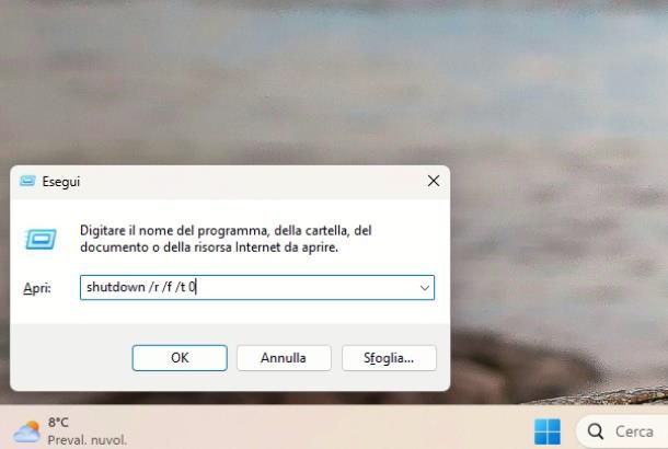 Come riavviare il PC dalla tastiera
