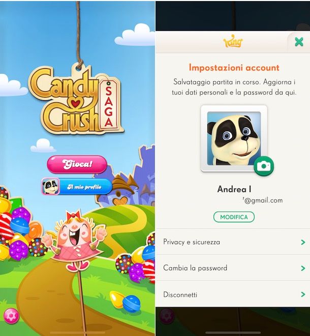 Come cambiare account Candy Crush Saga