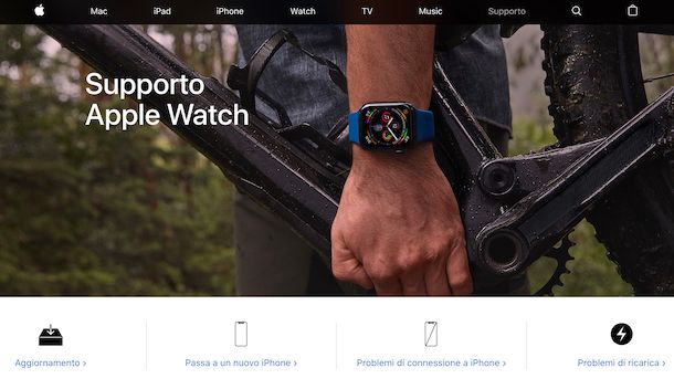 Pagina di supporto e assistenza Apple Watch