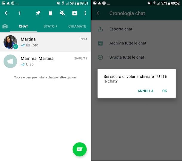 Ripristino chat archiviate WhatsApp Android