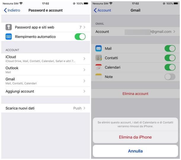 Come rimuovere un account Google dall'iPhone