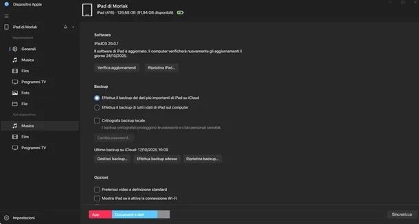 Configurare iPad da computer