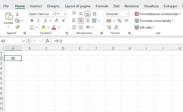 Come elevare un numero al quadrato in Excel