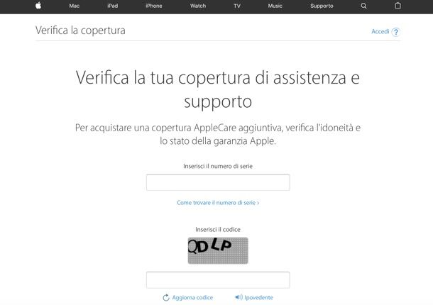 Verifica garanzia iPhone